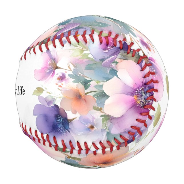 Pelota De Béisbol Hermosa mi vida, floreciente : Béisbol (Anverso derecho)