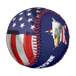Pelota De Béisbol Hermoso águila calva, la bandera estadounidense, e