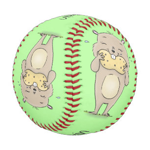 Pelota De Béisbol Hermoso hámster sonriente lindo con personalizado 