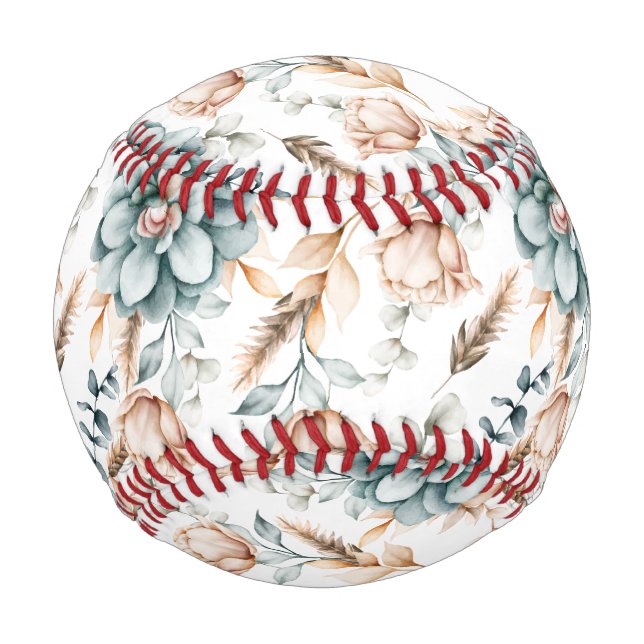Pelota De Béisbol Hermoso patrón floral sin costuras con cosecha (Anverso)