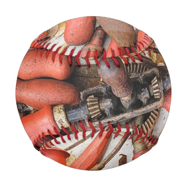 Pelota De Béisbol Herramientas Herramienta Antiguo Hombre Rojo Rústi (Anverso)