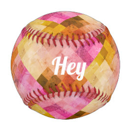 Pelota De Béisbol Hey Patrón geométrico de acuarela rosa