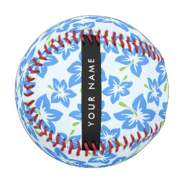 Pelota De Béisbol Hibisco Azul, Flores Azules, Tu Nombre
