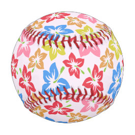 Pelota De Béisbol Hibisco Colorido, Patrón De Flores