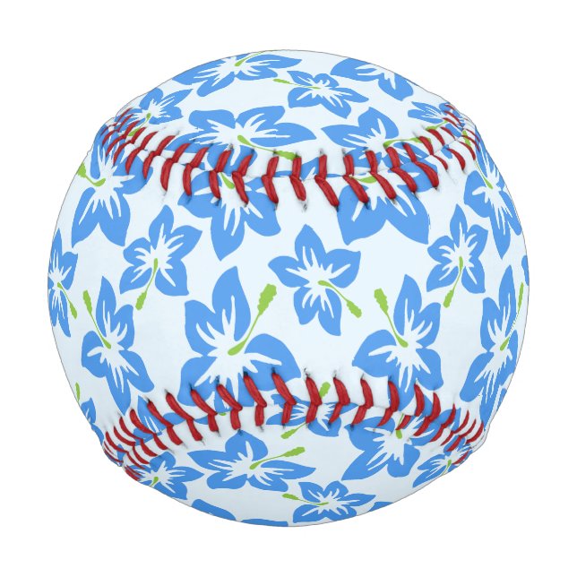 Pelota De Béisbol Hibiscus Azul, Flores Azules, Patrón De Flores (Reverso)