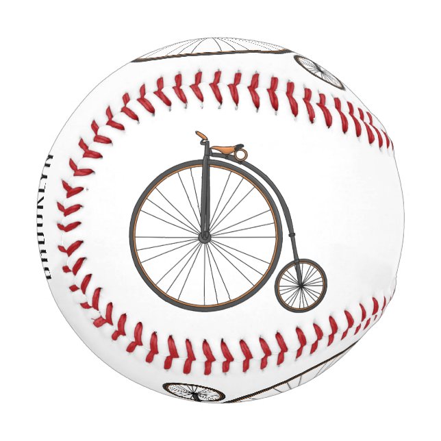 Pelota De Béisbol High wheel bicycle cartoon illustration  (Anverso izquierdo)
