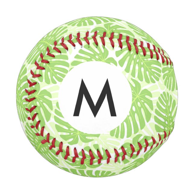 Pelota De Béisbol Hojas De La Planta Tropical - Patrón Monstera (Anverso izquierdo)