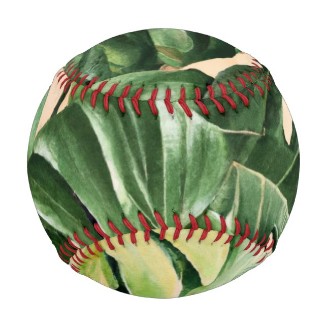 Pelota De Béisbol Hojas florales/hawaianas/tropicales (Anverso)