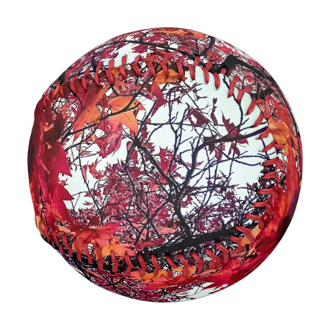 Pelota De Béisbol hojas naranja y roja (Anverso derecho)