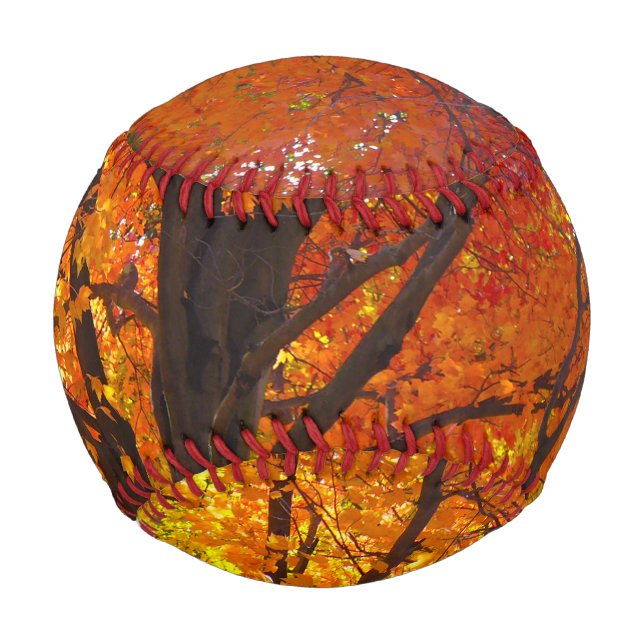 Pelota De Béisbol Hojas otoñales de foto amarilla y Naranja (Reverso)