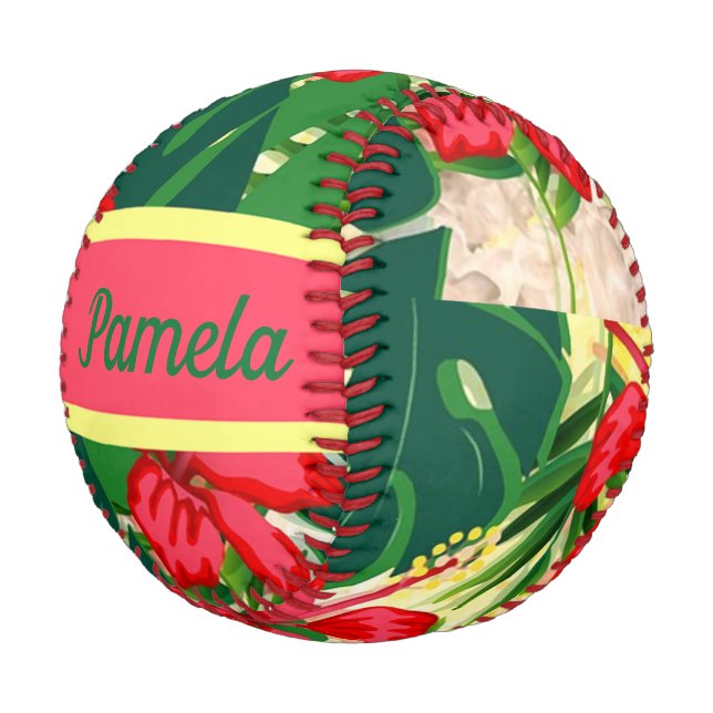 Pelota De Béisbol Hojas tropicales y flores (Angular)