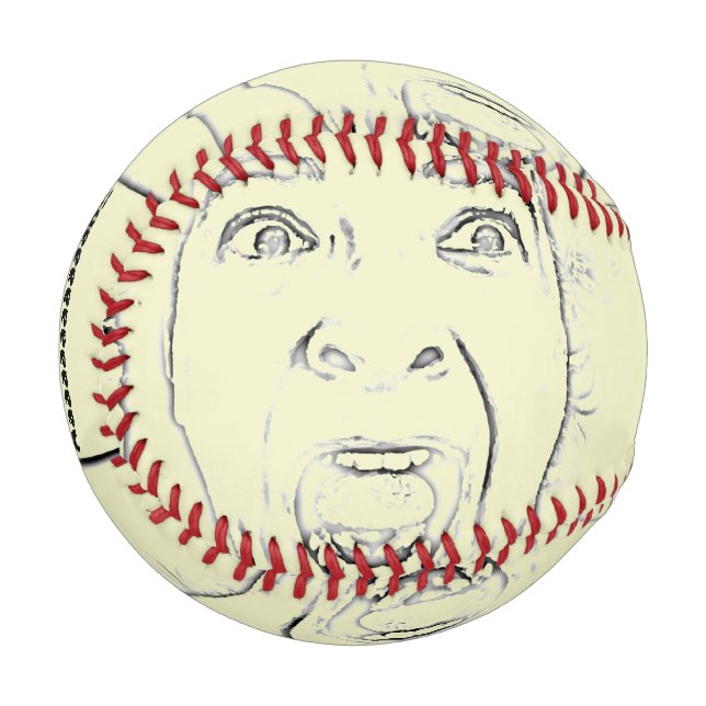 Pelota De Béisbol Horrible cara de grito por todo el diseño hilarant (Anverso izquierdo)