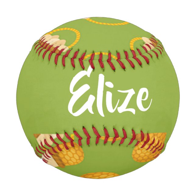 Pelota De Béisbol Huevos en cesta marrón en verde (Anverso)