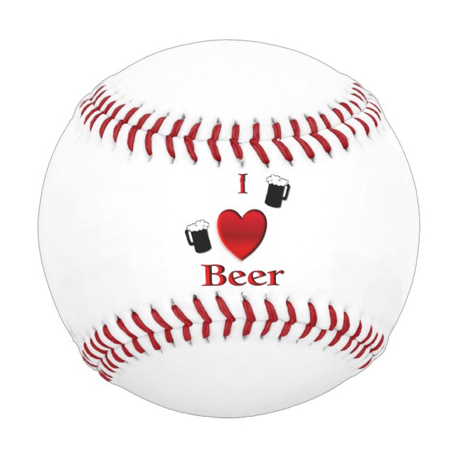 Pelota De Béisbol I Heart Beer Design (Anverso)