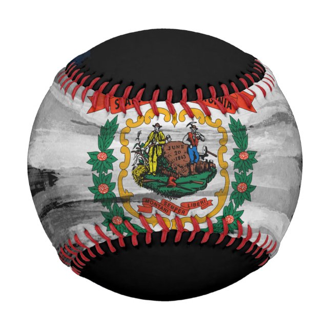 Pelota De Béisbol Icono de pincel de bandera de Virginia Occidental (Anverso)