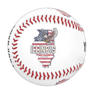Pelota De Béisbol Illinois Estados Unidos Eagle Retro Map Vintage US