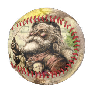 Pelota De Béisbol Ilustracion clásico Merry Santa Claus Tree