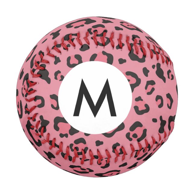 Pelota De Béisbol Ilustracion de animal rosa leopardo (Anverso izquierdo)