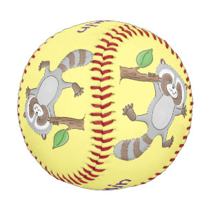 Pelota De Béisbol Ilustracion de bebé de raccoon feliz lindo