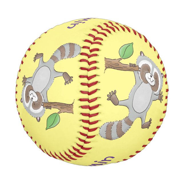Pelota De Béisbol Ilustracion de bebé de raccoon feliz lindo (Angular)