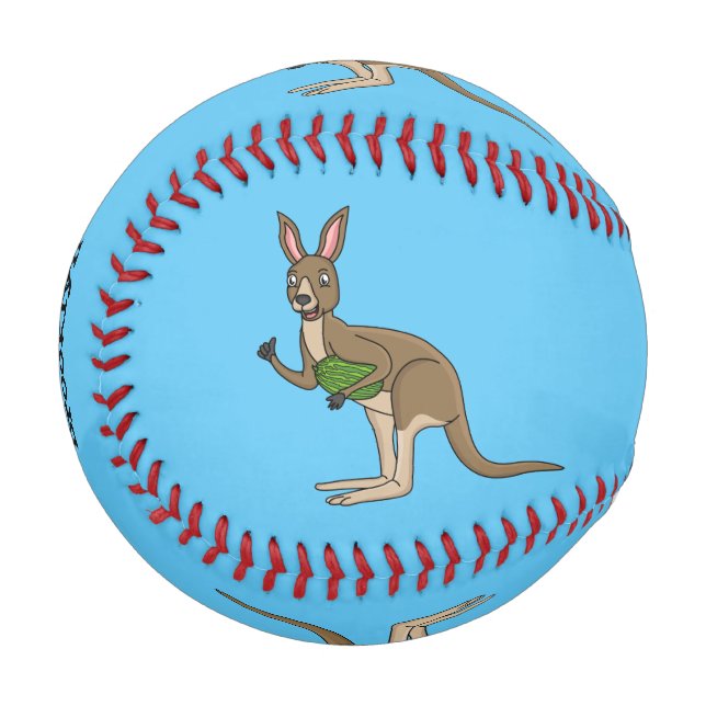 Pelota De Béisbol Ilustracion de canguro australiano bastante feliz (Anverso izquierdo)