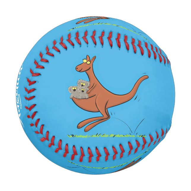 Pelota De Béisbol Ilustracion de canguro y personalizado de koalas (Anverso izquierdo)