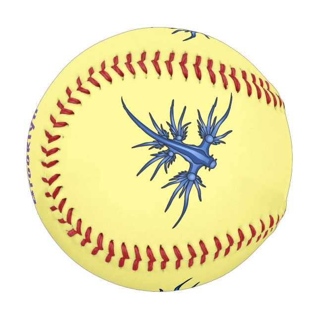 Pelota De Béisbol Ilustracion de dragón azul (Anverso izquierdo)