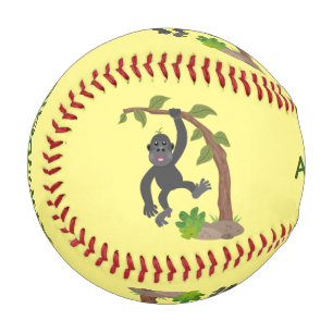 Pelota De Béisbol Ilustracion de personalizado de bebé gorila feliz
