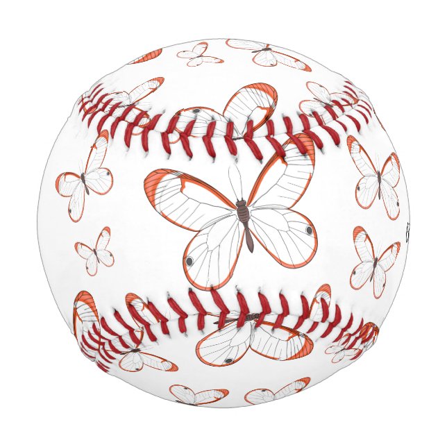 Pelota De Béisbol Ilustracion de personalizado de mariposa de vidrio (Anverso)