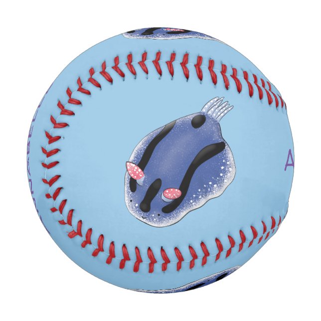 Pelota De Béisbol Ilustracion de personalizado de nudibranquias azul (Anverso izquierdo)