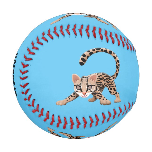 Pelota De Béisbol Ilustracion de personalizado de ocelot de Cute (Anverso izquierdo)