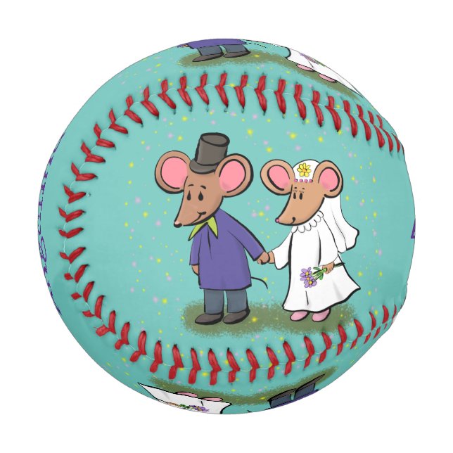 Pelota De Béisbol Ilustracion de personalizado de pareja de ratones (Anverso izquierdo)