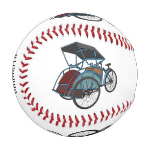 Pelota De Béisbol Ilustracion de personalizado de rickshaw en bicicl