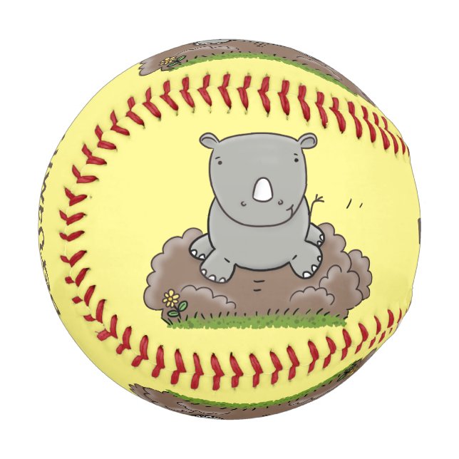 Pelota De Béisbol Ilustracion de personalizado de rinocerontes (Anverso izquierdo)