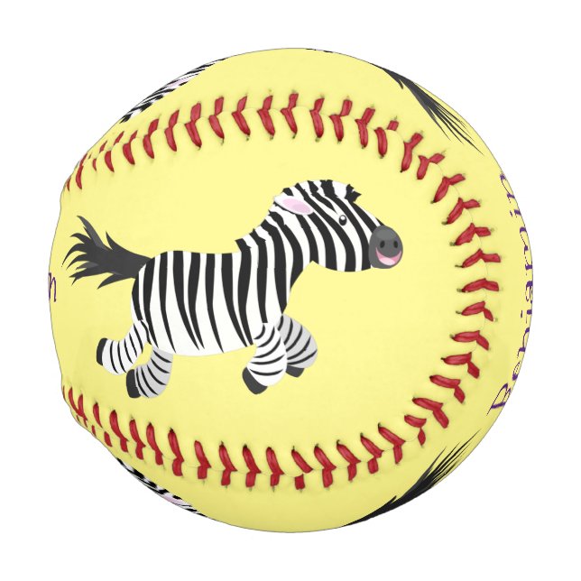 Pelota De Béisbol Ilustracion de personalizado de zebra graciosa (Anverso derecho)