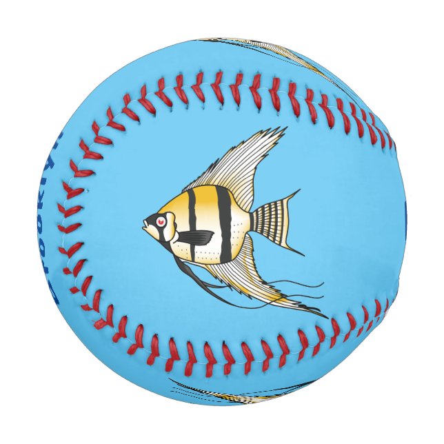 Pelota De Béisbol Ilustración de pez ángel rayado de dibujos animado (Anverso izquierdo)