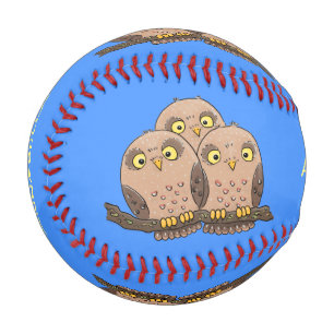 Pelota De Béisbol Ilustracion de trío de búho lindo