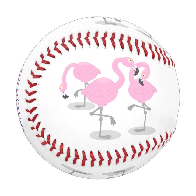 Pelota De Béisbol Ilustracion de trío de flamingo rosado (Anverso izquierdo)