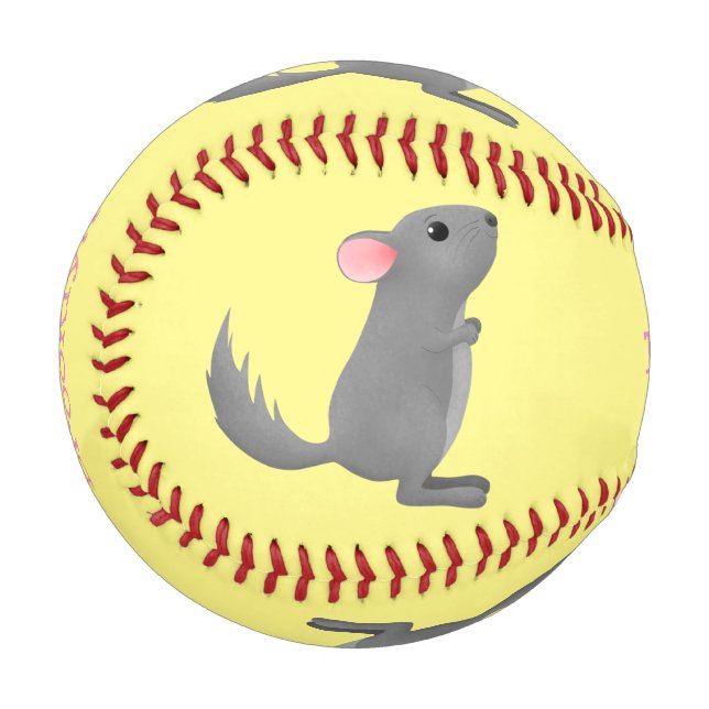Pelota De Béisbol Ilustracion personalizado chinchilla gris suave (Anverso izquierdo)