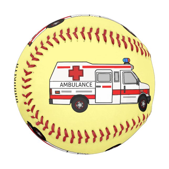 Pelota De Béisbol Ilustracion personalizado de ambulancia (Anverso izquierdo)