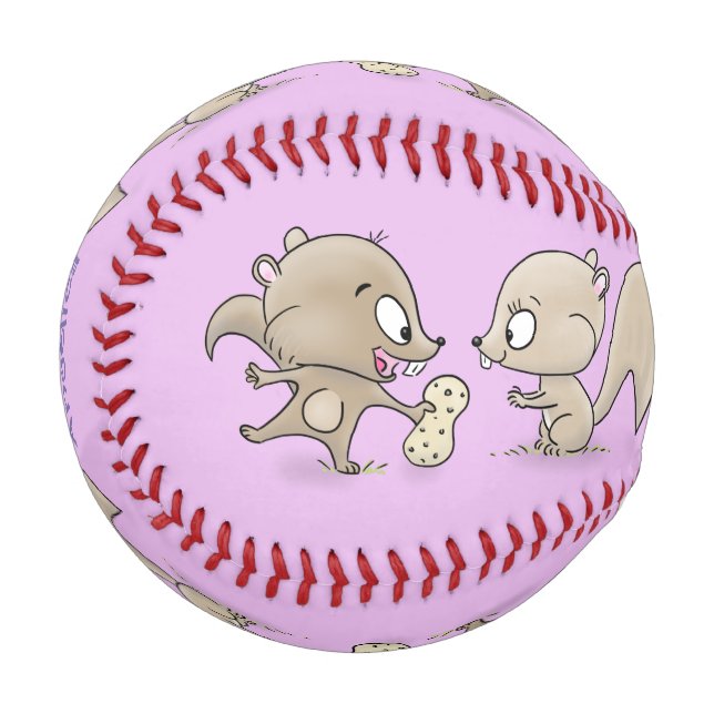 Pelota De Béisbol Ilustracion personalizado de ardillas graciosas (Anverso izquierdo)