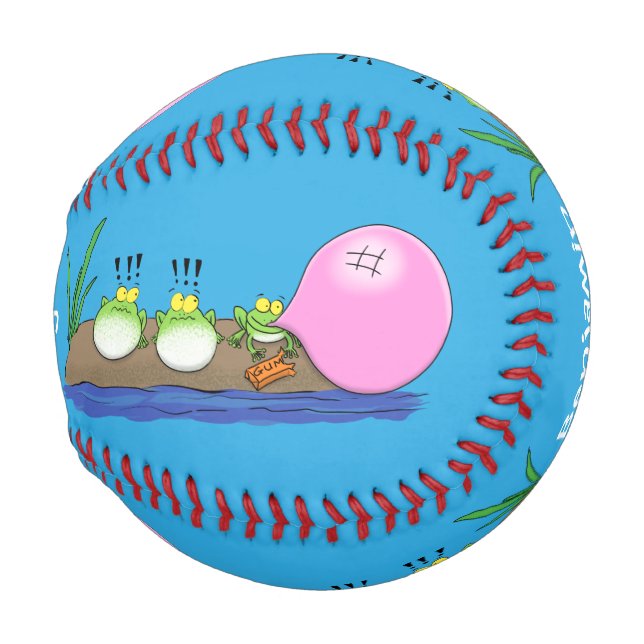 Pelota De Béisbol Ilustracion personalizado de bblegum de ranas grac (Anverso derecho)