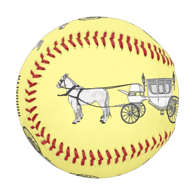 Pelota De Béisbol ilustracion personalizado de caballos y carruajes  (Anverso izquierdo)