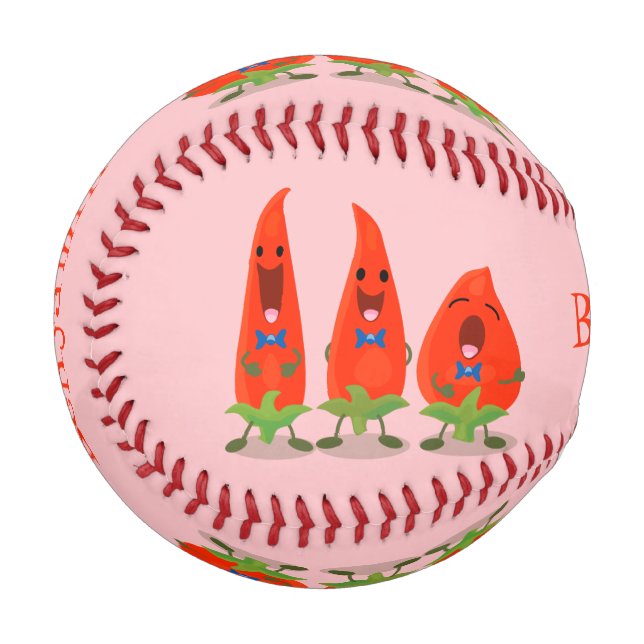 Pelota De Béisbol Ilustracion personalizado de chiles cantantes (Anverso izquierdo)