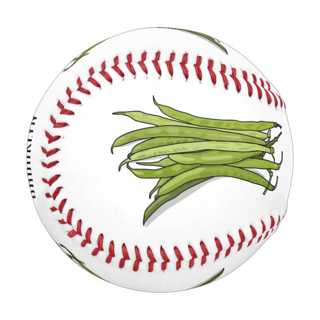 Pelota De Béisbol Ilustracion personalizado de frijol verde (Anverso izquierdo)