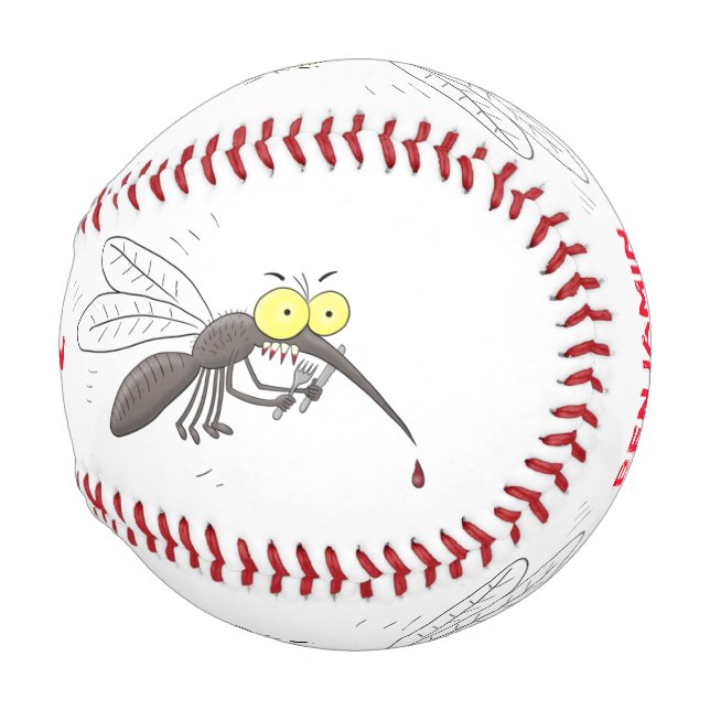 Pelota De Béisbol Ilustracion personalizado de insectos de mosquitos (Anverso derecho)