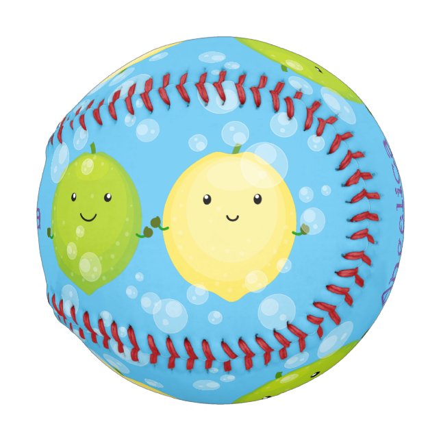 Pelota De Béisbol Ilustracion personalizado de lima de limón feliz (Anverso derecho)