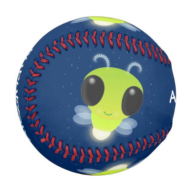 Pelota De Béisbol Ilustracion personalizado de luciérnaga con brillo (Anverso izquierdo)