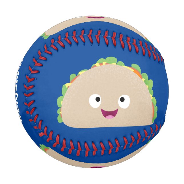 Pelota De Béisbol Ilustracion personalizado de taco alegre sonriente (Anverso izquierdo)