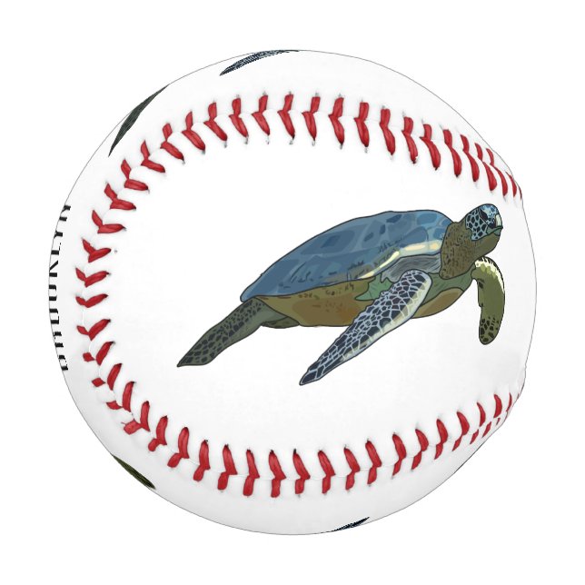 Pelota De Béisbol Ilustracion personalizado de tortugas marinas (Anverso izquierdo)